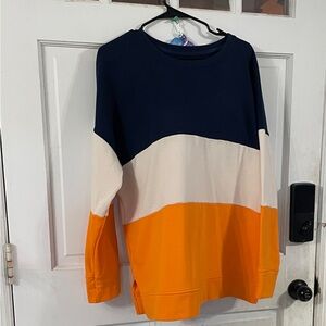 Old Navy Navy, Cream, and Orange Sweater